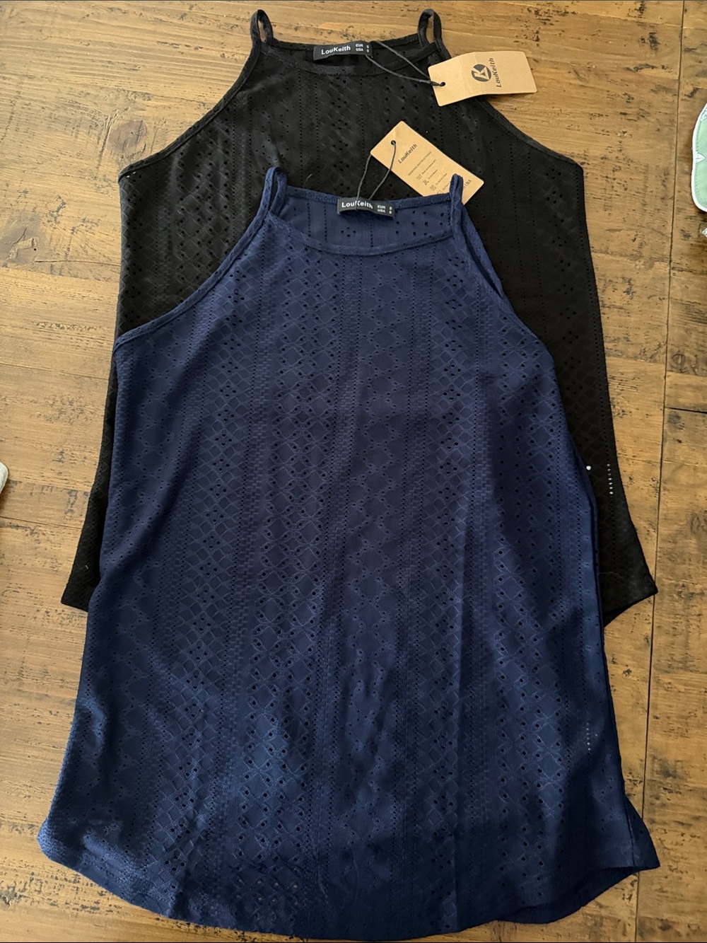 Eyelet Halter Camisoles in Navy and Black